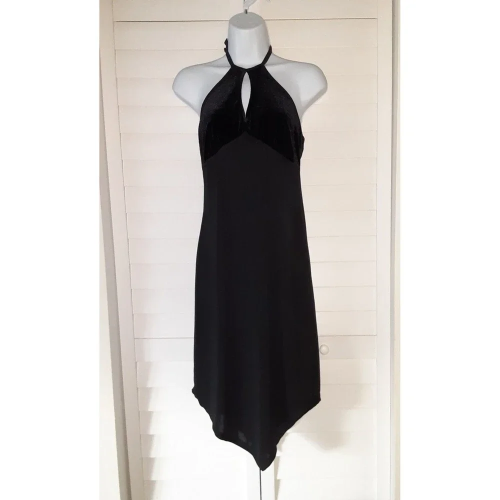 Rampage Womens Size Medium Black Velvet Halter Dress - Picture 2 of 6